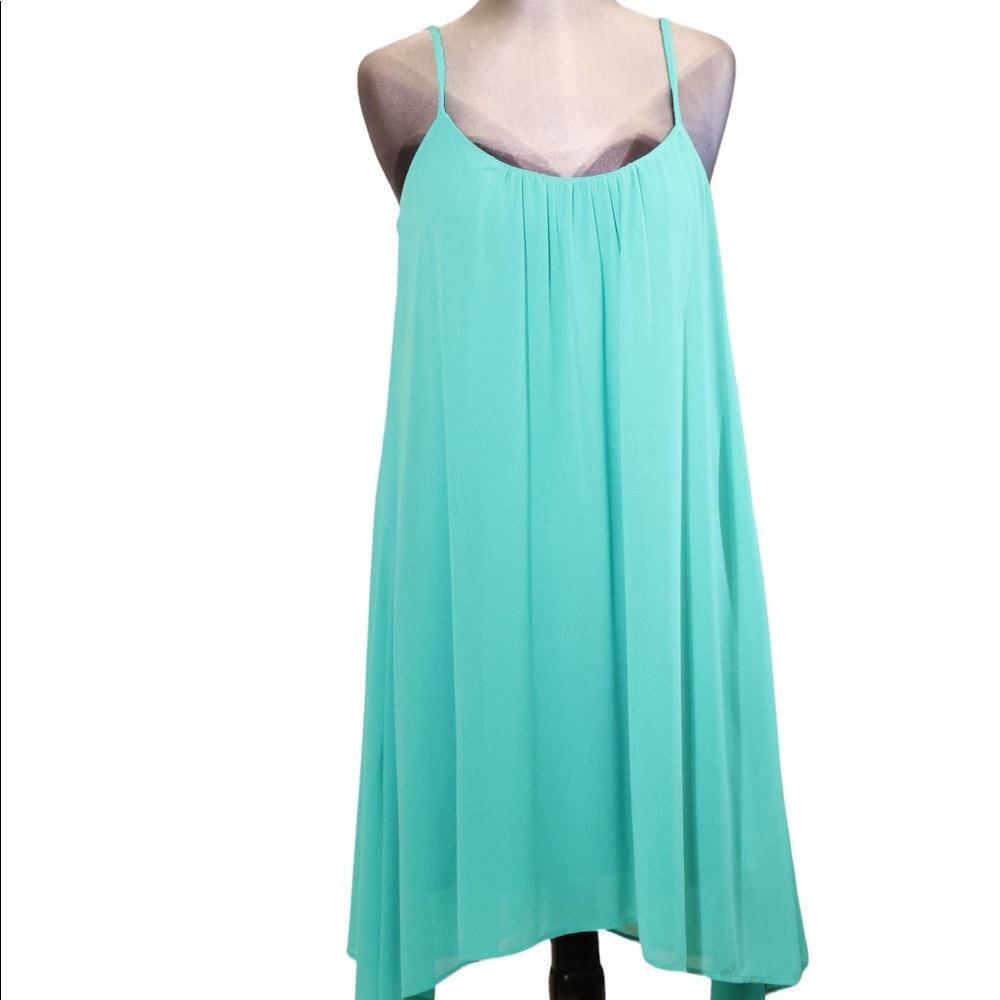 Socialite, roped spaghetti straps, sheer polyester.